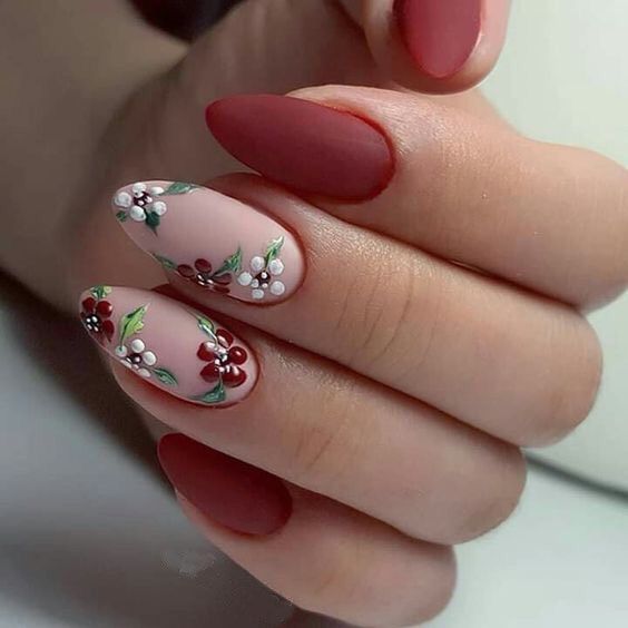 diseños de uñas con flores