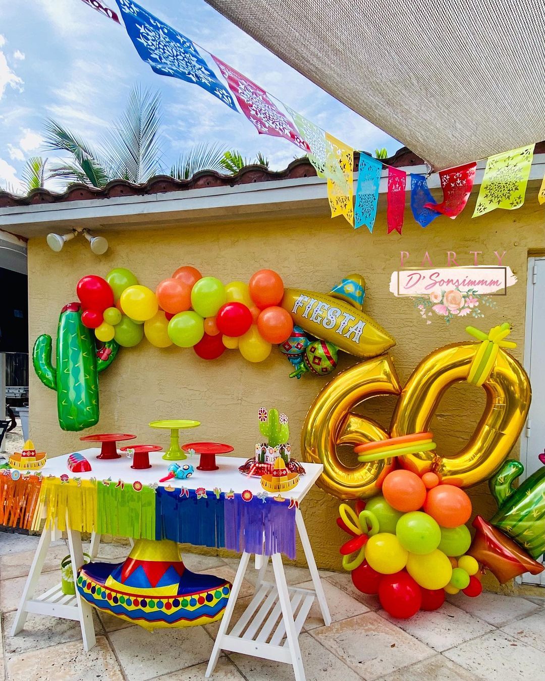 decoracion fiesta mexicana con globos
