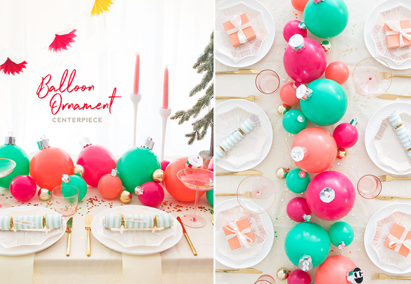 decorar la mesa navideña con globos