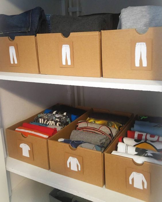 como organizar un closet con cajas