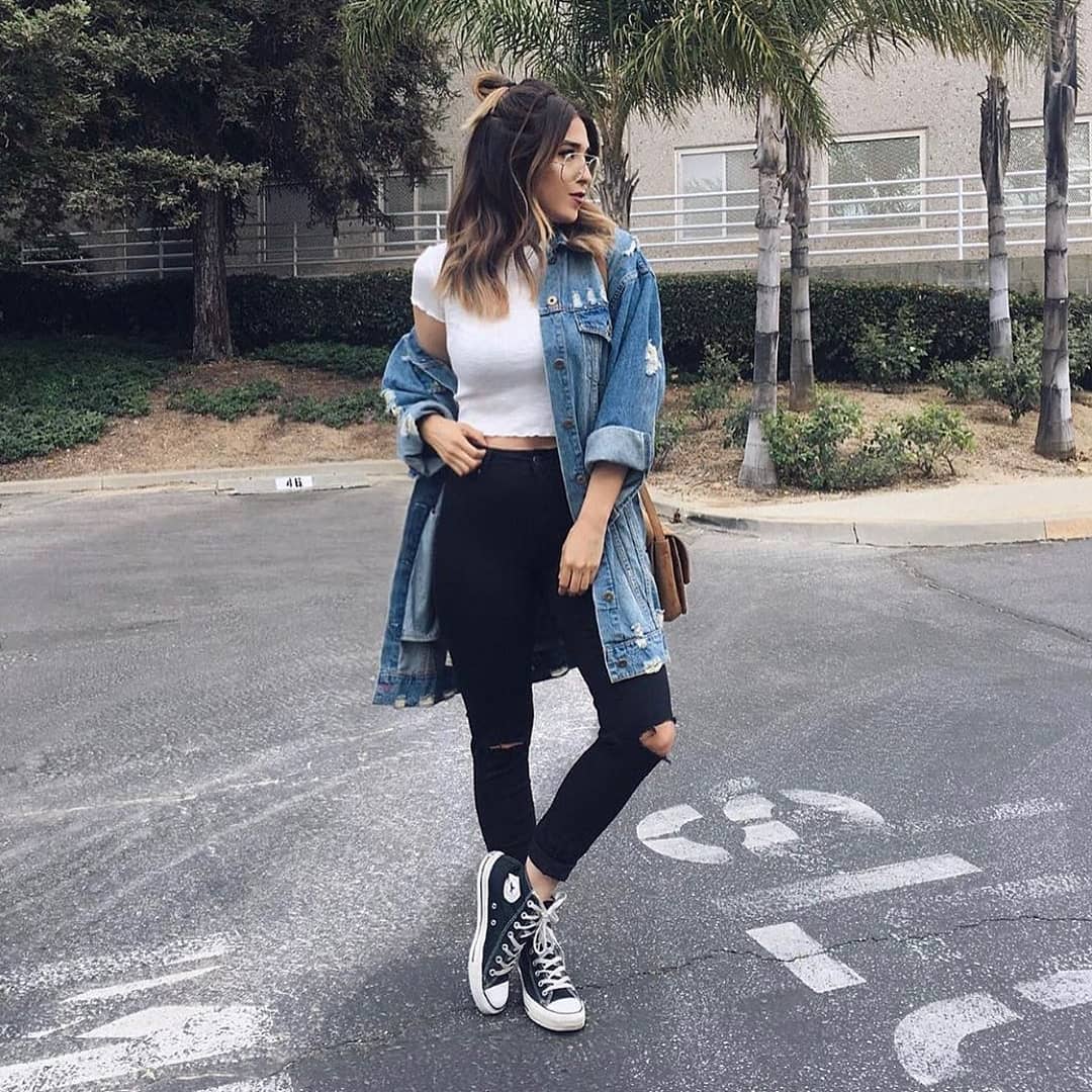 outfit con converse negras mujer
