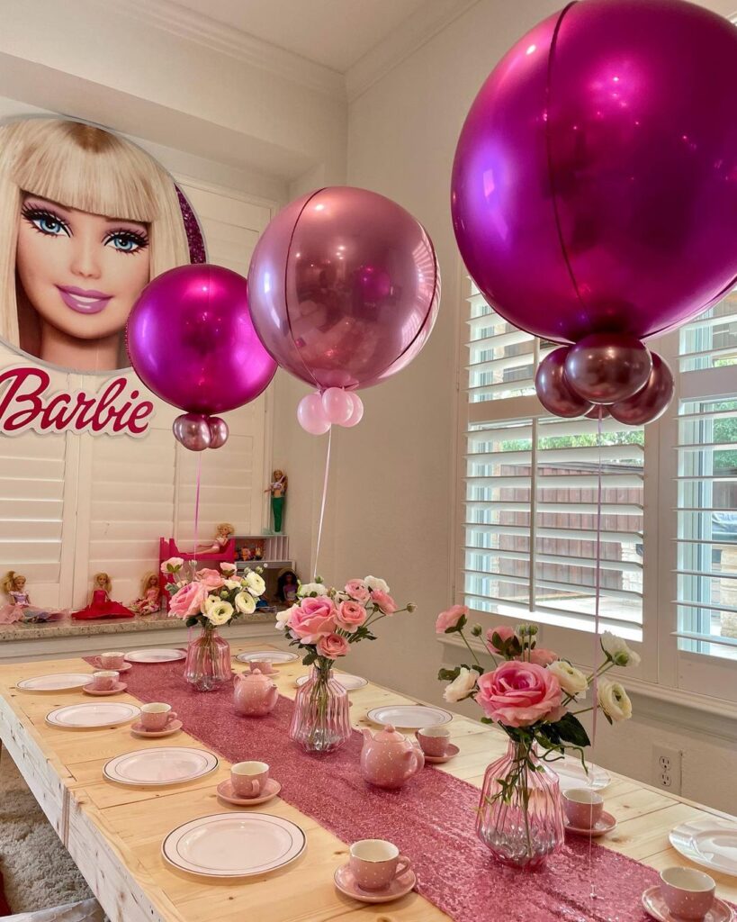 decoración de barbie para cumpleaños en casa