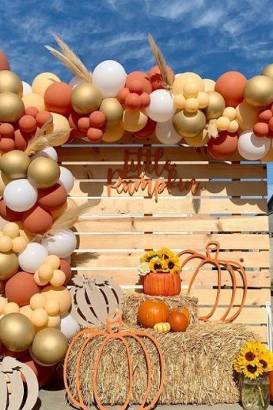 decoracion de accion de gracias con globos