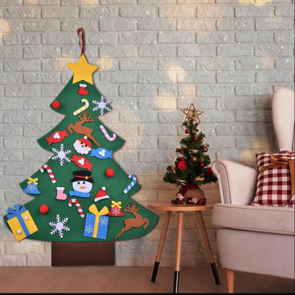decoración árbol de navidad de fieltro