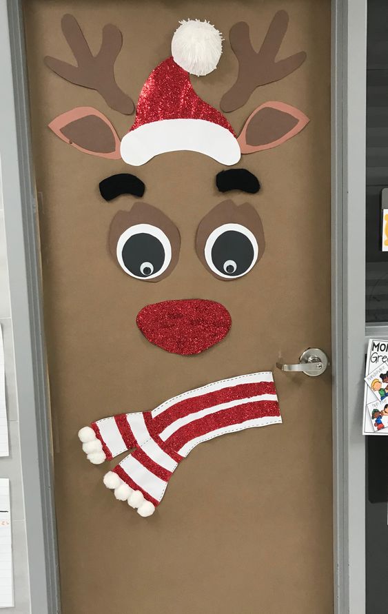 puertas decoradas de navidad reno