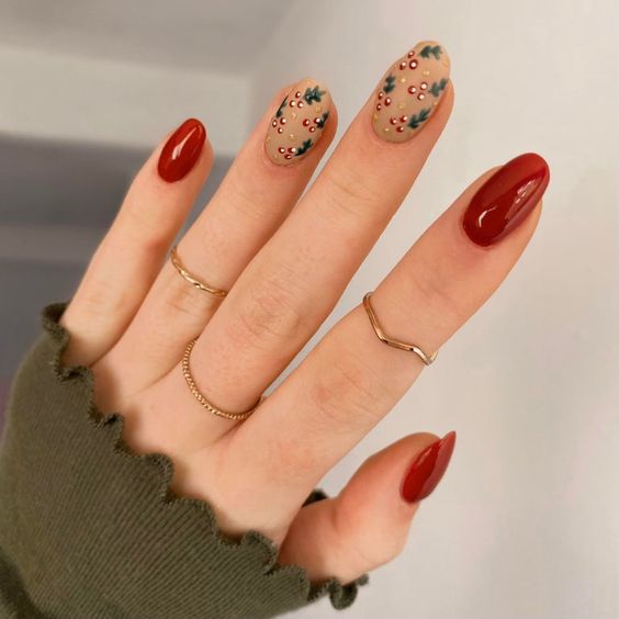 red nails navideñas