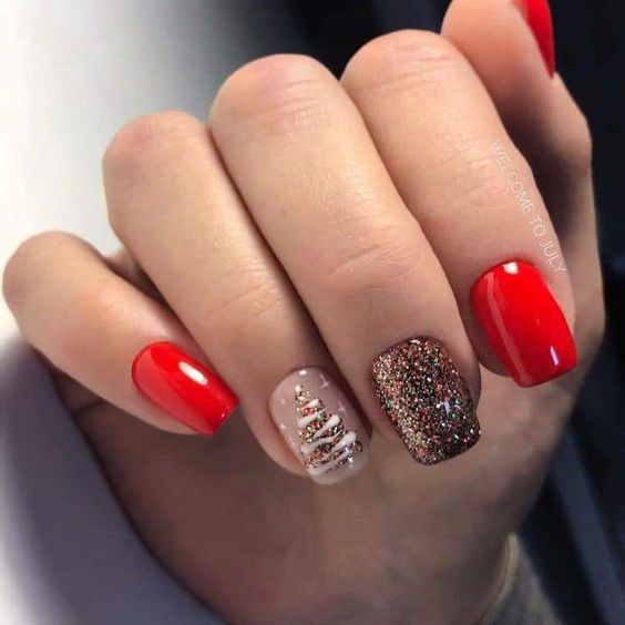 uñas rojas de navidad