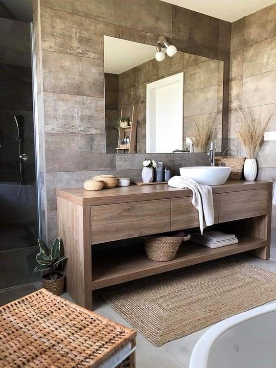 muebles para baño de madera rustica
