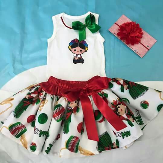 Look mexicano para niña en fiestas patrias 