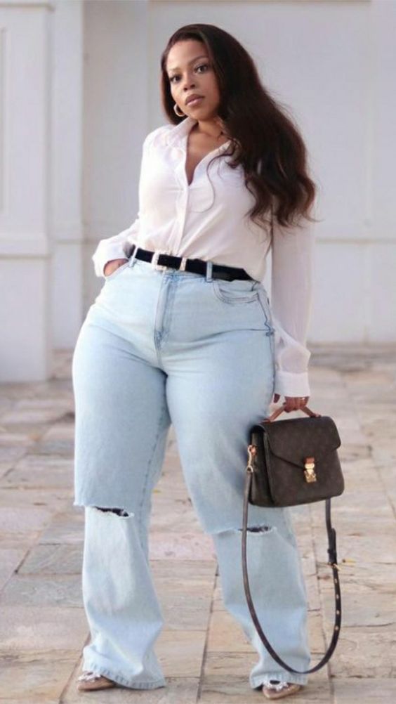 Look elegante con jeans para gorditas