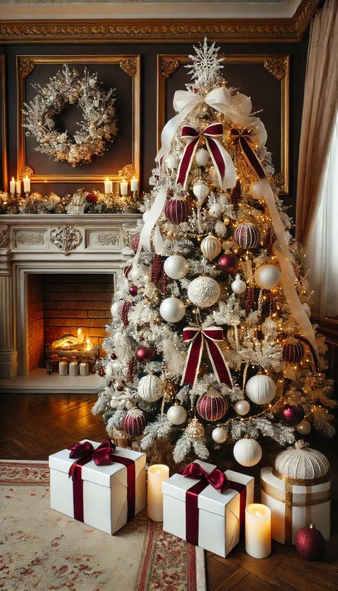 Árbol de navidad decorado con moños