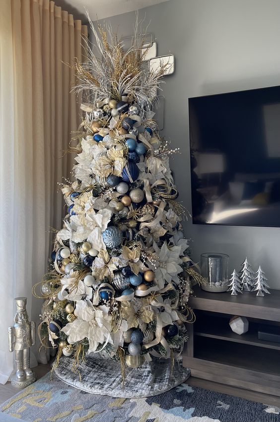 Decoración de navidad azul y blanco