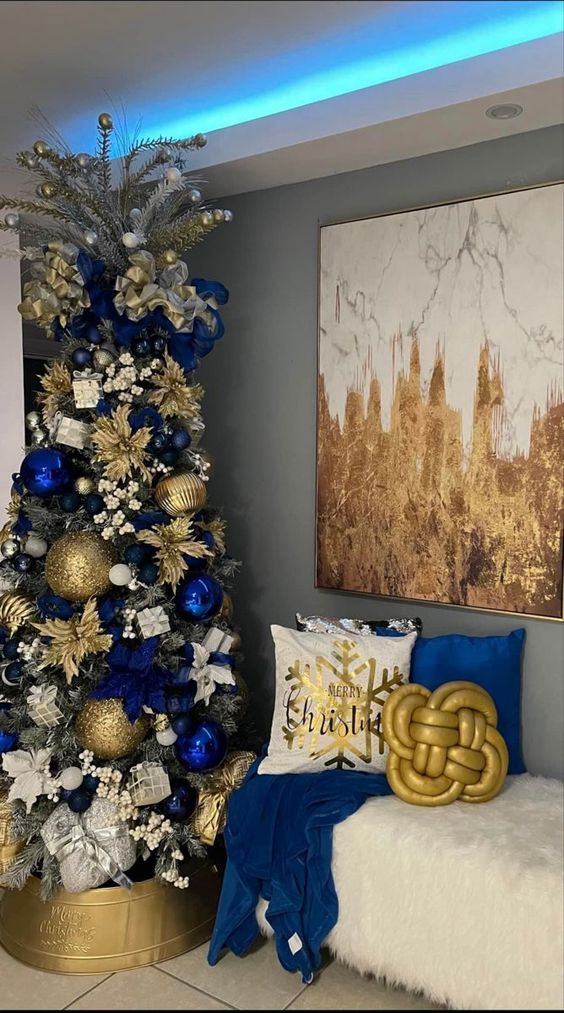 Navidad azul y dorado